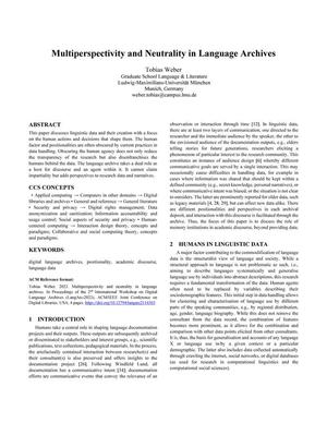 Multiperspectivity and Neutrality in Language Archives