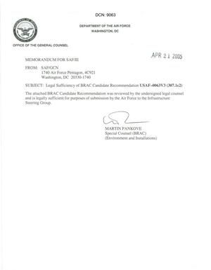 Legal Sufficiency Memorandum USAF-0064V3 (307.1c2)