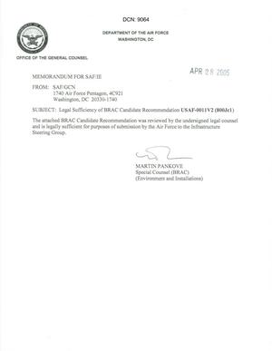 Legal Sufficiency Memorandum USAF 0011V2 (800Jc1)
