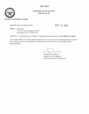 Legal Sufficiency Memorandum USAF 0050V4 (118Jc3)