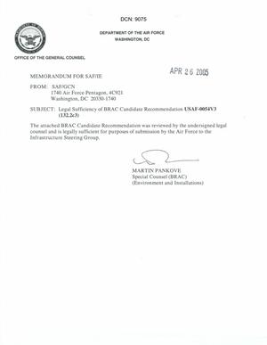 Legal Sufficiency Memorandum USAF 0054V3 (132.2c3)