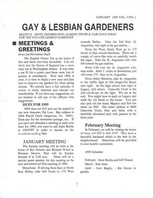 Gay and Lesbian Gardeners, Volume 3, Number 1, January 1955
