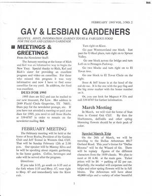 Gay and Lesbian Gardeners, Volume 3, Number 2, February 1995