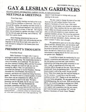 Gay and Lesbian Gardeners, Volume 4, Number 12, December 1996