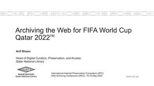 Archiving the Web for FIFA World Cup Qatar 2022™