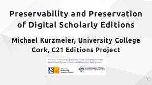 Preservability and Preservation of Digital Scholarly Editions