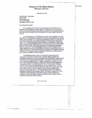 Letter dated 24 Nov 04 from Congressmen David Scott and John Lewis to Chief of Staff General
