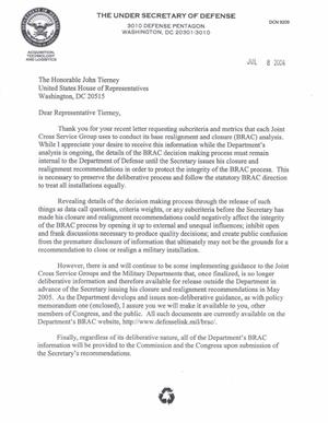 Letter dated 8 Jul 2004 to Rep. John Tierney from Michael Wynn