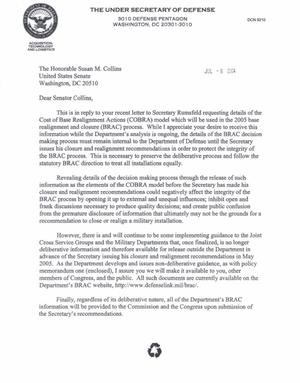 Letter dated 8 Jul 2004 to Rep. Susan Collins from Michael Wynn