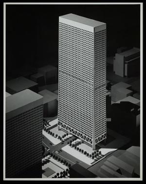 [An architectural model of a high-rise building]