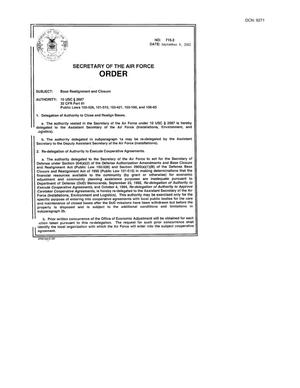 Secretary of the Air Force Order-715.3-Base Realignment and Closure dtd 9 Sep 02