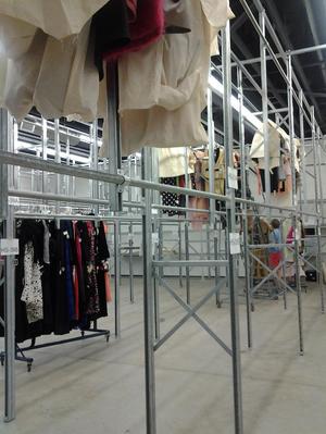 Primary view of object titled '[Garments forming TFC hanging storage, 2]'.