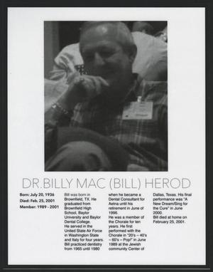 [Obituary for Dr. Billy Mac (Bill) Herod]