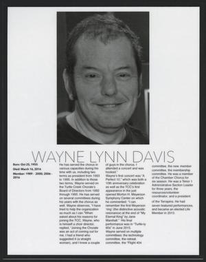 [Obituary for Wayne Lynn Davis]