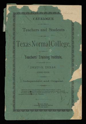 Primary view of object titled 'Catalog of North Texas Normal College: 1890-1891'.