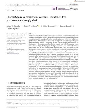 Primary view of object titled 'PharmaChain: A blockchain to ensure counterfeit‐free pharmaceutical supply chain'.
