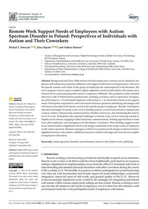 Remote Work Support Needs of Employees with Autism Spectrum Disorder in Poland: Perspectives of Individuals with Autism and Their Coworkers