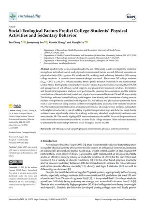 Social-Ecological Factors Predict College Students’ Physical Activities and Sedentary Behavior