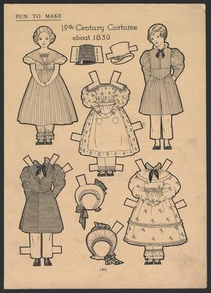 [Fun to Make 19th Century Costume about 1830 Paper Doll Sheet]