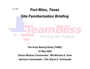 Fort Bliss Installation Familiarization Briefing (27 May 04)