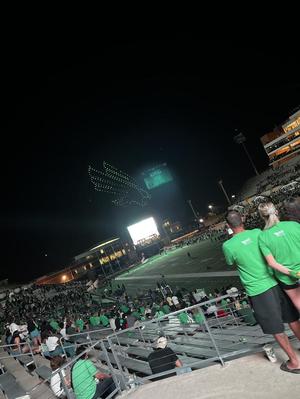 [A Drone Show at the End of a University of North Texas Football Game]