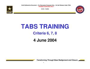 TABS Training 201 - Session 7 - Criteria 6, 7, & 8