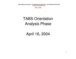 TABS Training 201 - Session 1 - Orientation