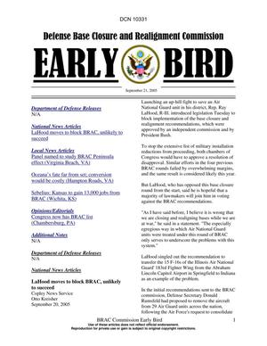 BRAC Early Bird 21 September 2005