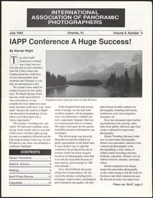 International Association of Panoramic Photographers [Newsletter], Volume 9, Number 3, July 1992