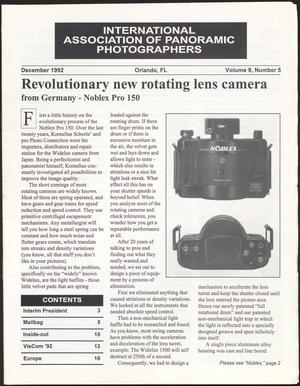 International Association of Panoramic Photographers [Newsletter], Volume 9, Number 5, December 1992