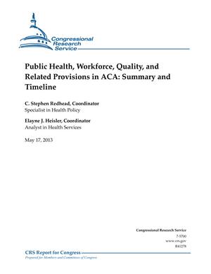 Public Health, Workforce, Quality, and Related Provisions in ACA: Summary and Timeline