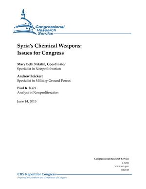 Syria's Chemical Weapons: Issues for Congress