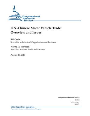 Primary view of object titled 'U.S.-Chinese Motor Vehicle Trade: Overview and Issues'.