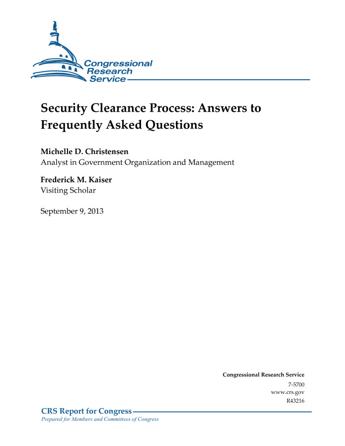 Security Clearance Process: Answers to Frequently Asked Questions - UNT  Digital Library