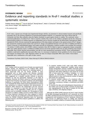 Primary view of object titled 'Evidence and reporting standards in N-of-1 medical studies: a systematic review'.