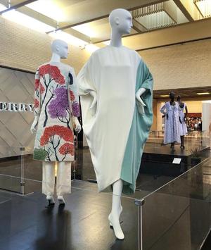 [Multiple ensembles on display for the "Fashion in Residence" exhibition]