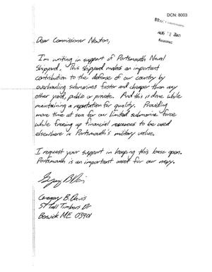 [Letters from Gregory Davis, Edward Woods, and John W. McKinnon to the BRAC Commission - July/August 2005]
