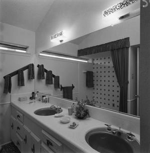 [A bathroom with dark sinks, 2]