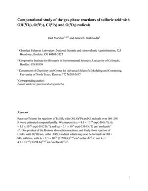 Computational study of the gas-phase reactions of sulfuric acid with OH(ΠJ), O(3PJ), Cl(2P) and O(1D2) radicals