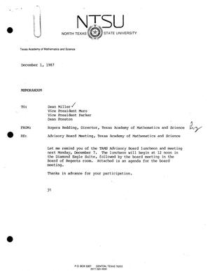 [Letter from Rogers Redding, December 1, 1987]