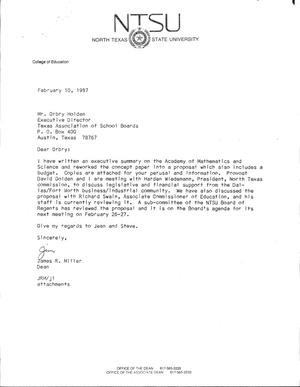 [Letter from James R. Miller to Orbry Holden, February 10, 1987]