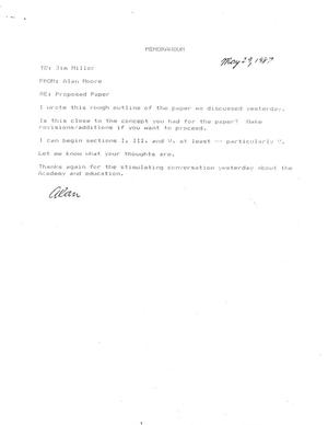 [Memorandum from Alan Moore to James R. Miller, May 29, 1987]
