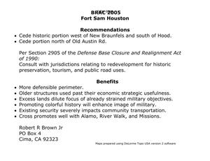 BRAC 2005 Fort Sam Houston Recommendations and Benefits and Maps