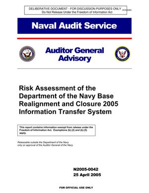 Risk Assessment of the Department of the Navy Base Realignment and Closure 2005 Information Transfer System
