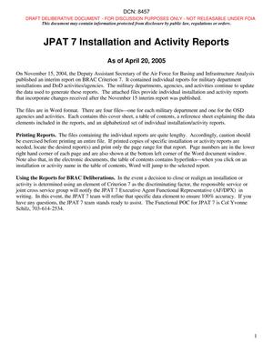 JPAT 7 Installation and Activity ReportsJPAT 7 Installation and Activity Reports
