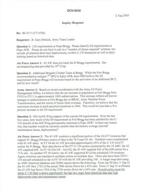 Department of Defense Clearinghouse Response: DoD Clearinghouse Response to a letter from the BRAC Commission regarding Reston Facilities.
