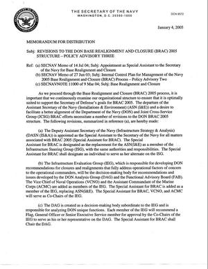 Revision to the Department of the Navy Realignment and Closure 2005 Structure - Policy Advisory Three