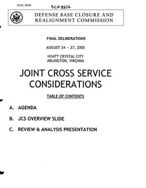 Primary view of object titled 'Joint Cross Services Book 2 Final Deliberations'.