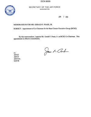 Memorandum dtd 06/07/04 from Secretary of the Air Force James Roche