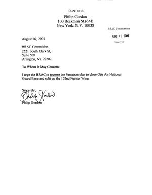 Letters from New York State concerned citizens to the BRAC Commission